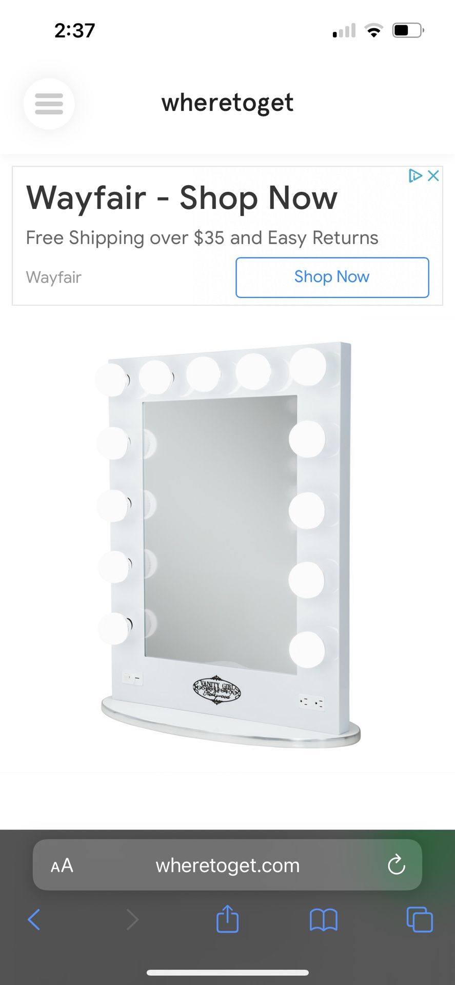Vanity Girl Mirror With Lights-White