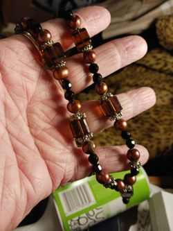 Gorgeous Set Real Pearls With Brown Beads