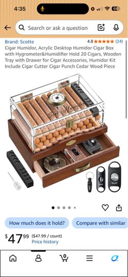 Scotte Acrylic Desktop Cigar Humidor Kit