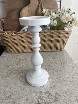 White wood candle holder $5