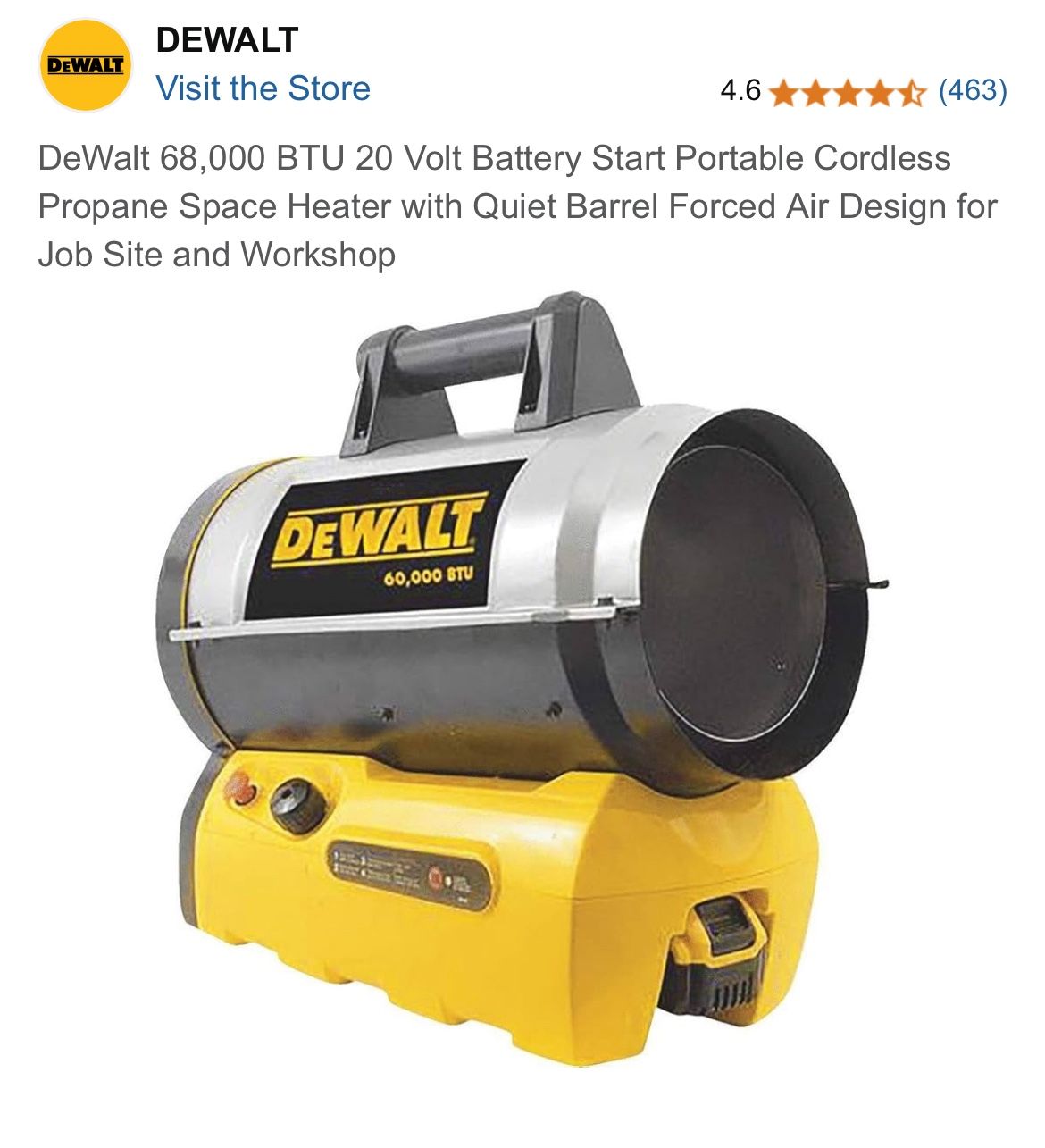 DeWalt Cordless Propane Heater