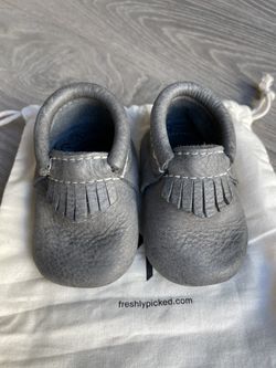 Freshly Picked Moccasins In Blue Spruce Size 2, 6-12 Months Baby Boy Shoes