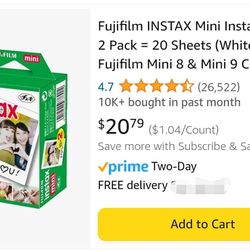 Fujifilm Instax Mini 20 Pack Film