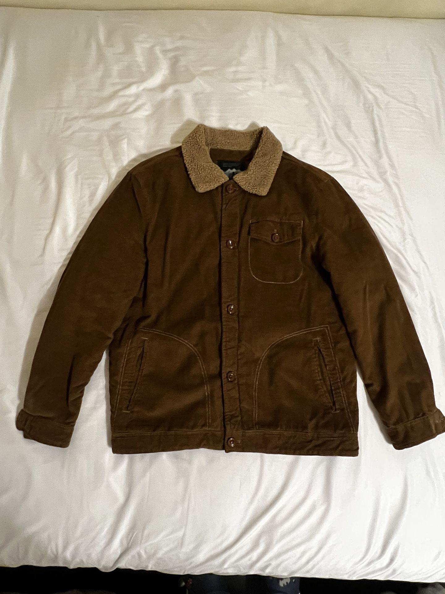 VINTAGE Brown Corduroy Jacket Sherpa Lined XL