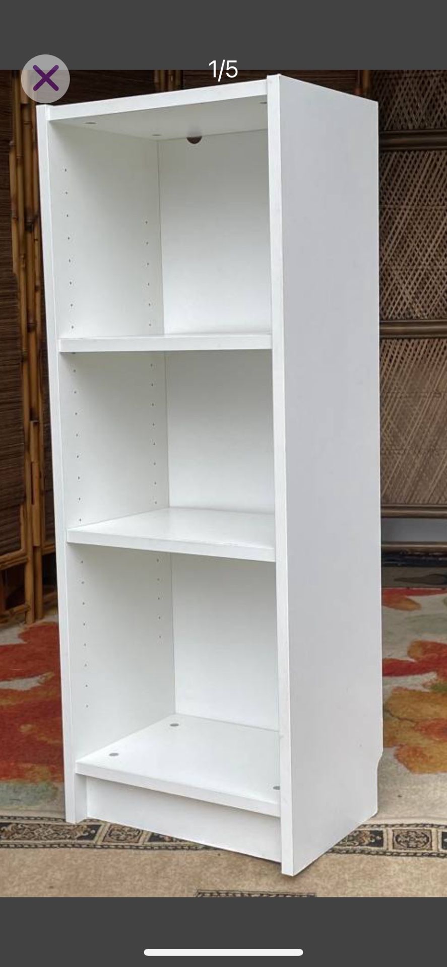 White Shelf with adjustable shelves - 42H x 16W x 11D
