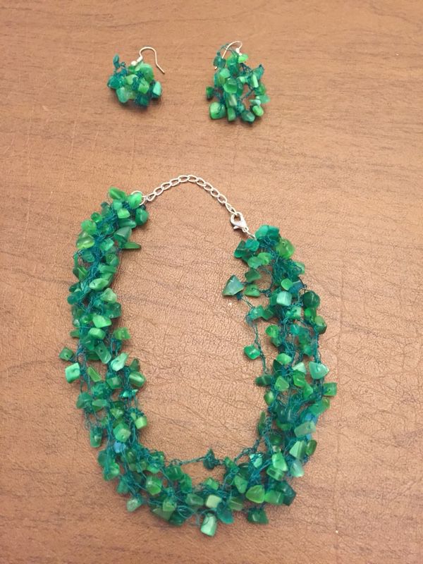 Cut Glass Necklace and Earrings