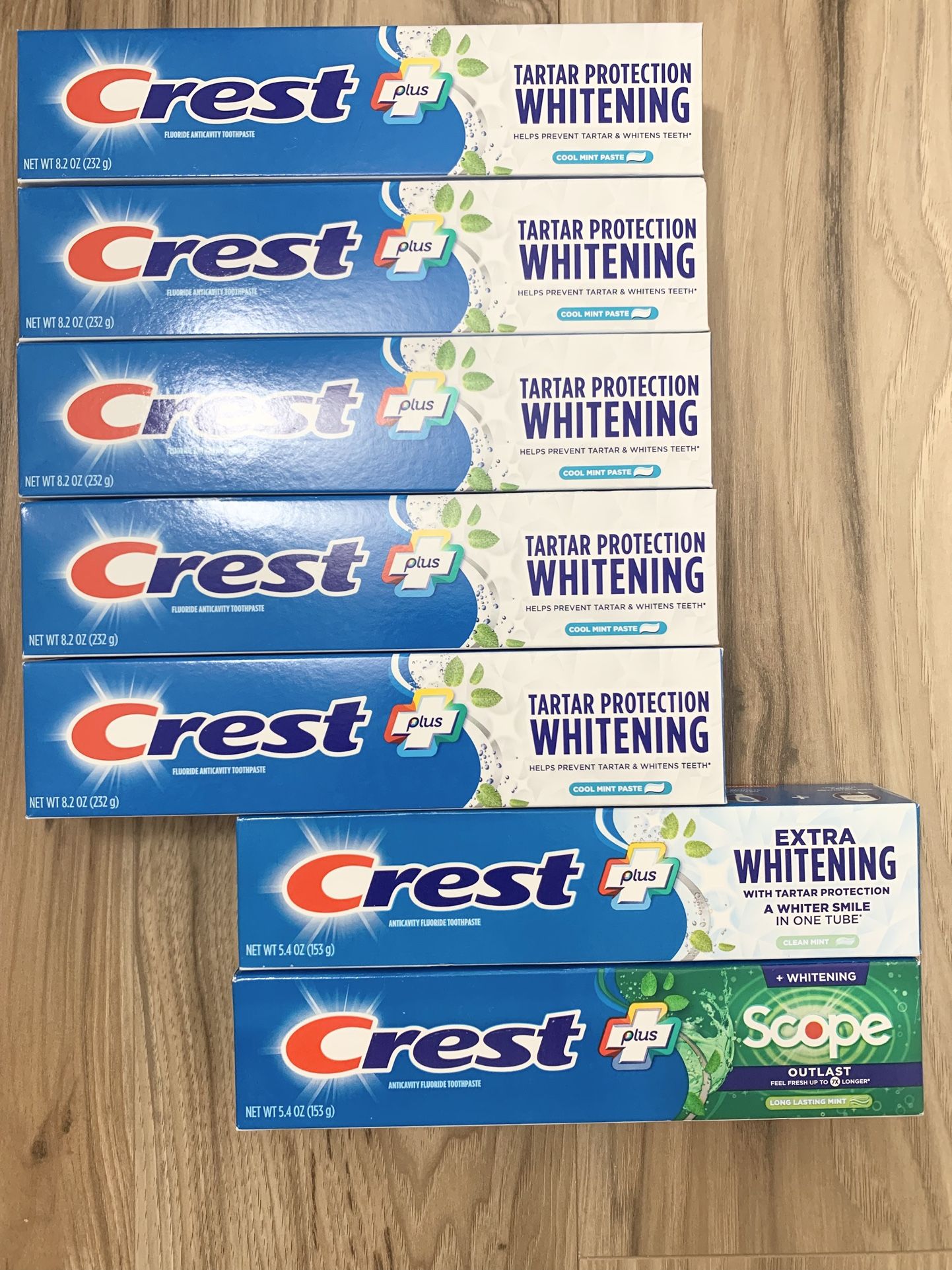 $20 for 7 Crest Toothpaste (5)8.2oz, (2)5.4oz, Two set available