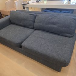 West Elm Modern Blue Fabric Sofa – Two-Seater 