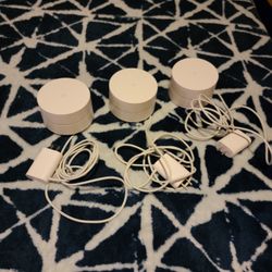 Google WiFI Model AC-1304 Solution Point Routers 3 Pack With Power Cables Whole Home Coverage