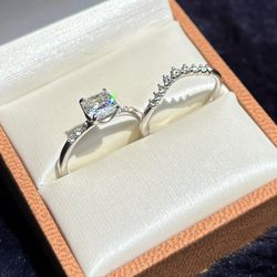 Gorgeous Natural Diamonds + Platinum Engagement Ring + Wedding Band w/ GIA certificates