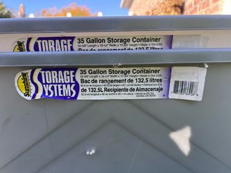 Two 35 gallon storage bins