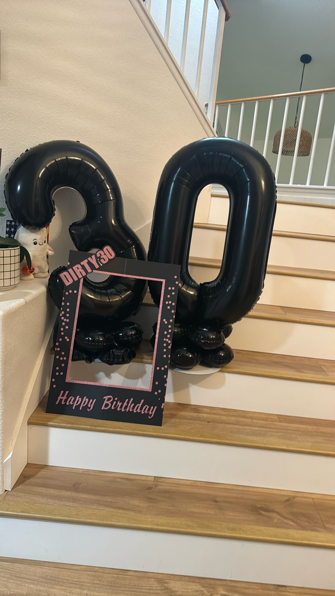 Black 30 Balloon And Birthday Photo Sign
