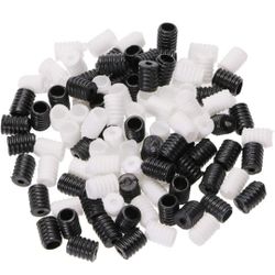 Penta Angel Cord Locks Toggles 100Pcs Black & White Silicone Adjustable Non Slip Stopper Soft Plastic Round Elastic Adjustable Buckle for Drawstring R