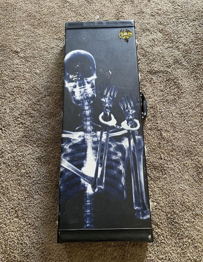 Postal Monkey Hard shell Guitar Case Day Of The Dead Skeleton Black