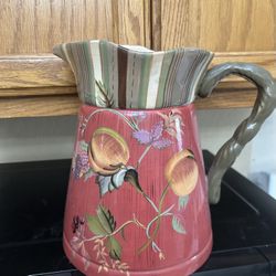 Pretty Ceramic Pitcher Or Utensil Holder 