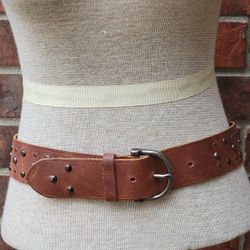Studded Leather Brown Belt Banana Republic Size X-Small 