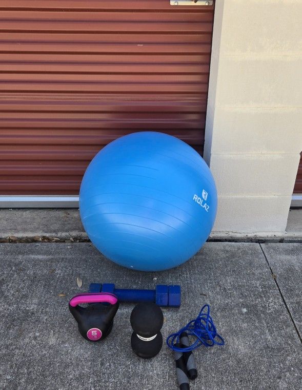 Assorted weights exercise ball jump rope