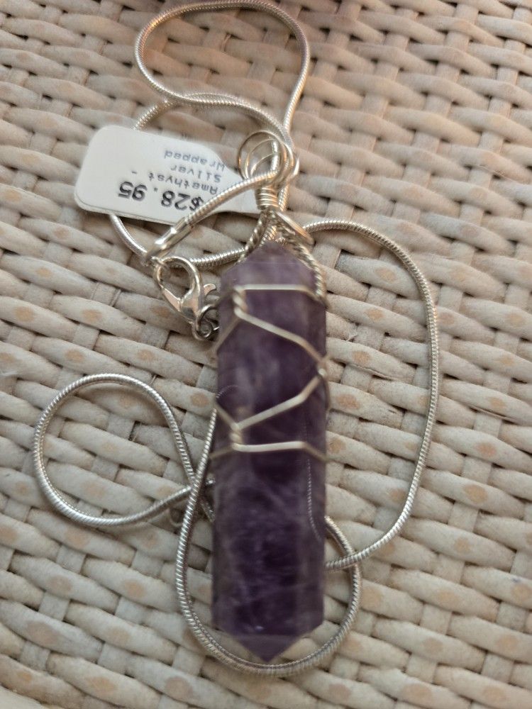 Amethyst π Silver Chain Necklace