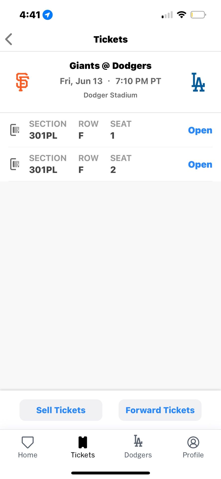 Dodger Game Tickets