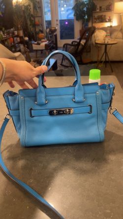 Coach Blue Leather Satchel w/ Crossbody Strap