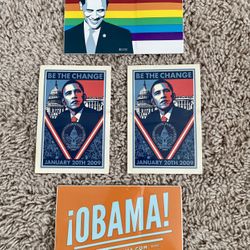 AUTHENTIC 3"x4.5/5" 09 SHEPARD FAIREY BARACK OBAMA BE THE CHANGE STICKER BUNDLE