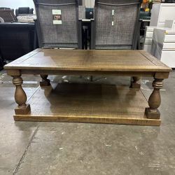 Brand new Wood Coffee Table Cocktail Table, 45''L Rustic Center Rectangular Table with Floor Shelf for Living Meeting Room (Walnut)