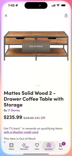Matching coffee table and console