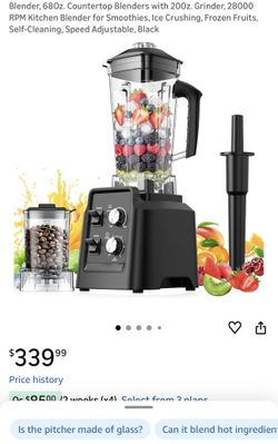 Blender, 68Oz. Countertop Blenders with 20Oz. Grinder, 28000 RPM Kitchen Blender for Smoothies, Ice Crushing, Frozen Fruits, Self-Cleaning, Speed Adju