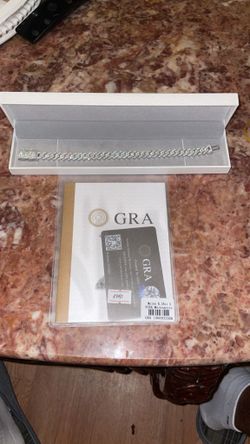 Moissiante Stones Vvs 3ct Silver 6mm Cuban Link Bracelet (PASSES DIAMOND TESTER)