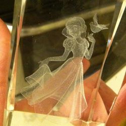 Snow White Disney Character Laser Etched Clear Glass Paperweight Bubblegram