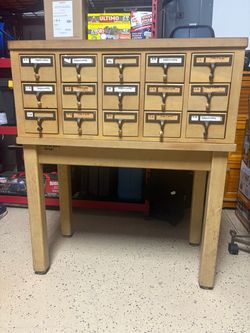 Vintage Oak Library Card Catalog Cabinet
