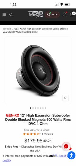 DS18 GEN-XX Car Subwoofer