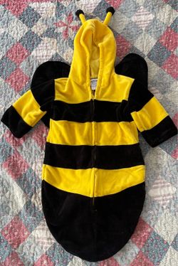 Miniwear bumble bee bunting costume features soft black-and-yellow stripes Infan