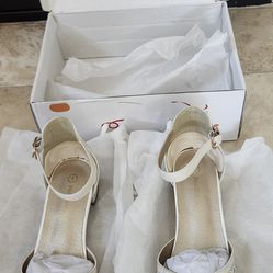 White low heel girls dress shoes
