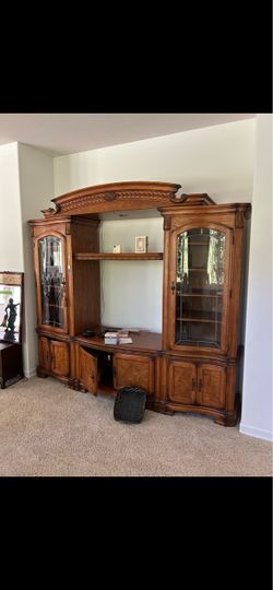 Large Wood Entertainment Center Wall Unit