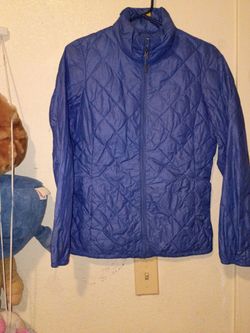 Blue Quilted Zip-Up Puffer Jacket