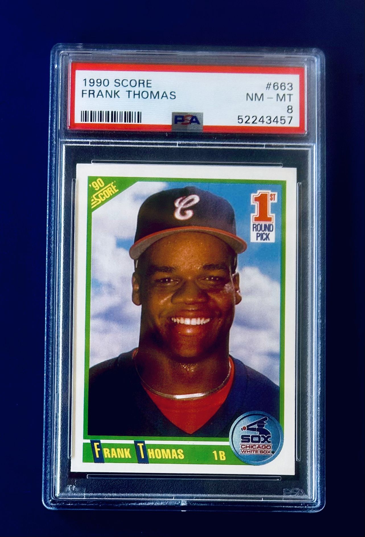 1990 Score Frank Thomas Rookie Baseball Card Graded PSA 8