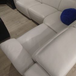 SECTIONAL GENUINE LEATHER RECLINER ELECTRIC WHITE COLOR.. DELIVERY SERVICE AVAILABLE ✅🚚💥