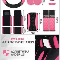 TO 43 Pcs Car Accessories Set for Women Front Seats and Rear Bench Polyester Car Seat Protectors Wheel Cover Seat Floor Mats Full Crystal Automotive I