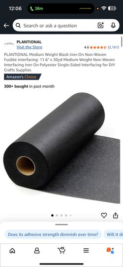 Medium Weight Black Iron-On Fusible Interfacing