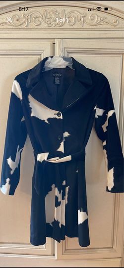 Ladies Faux Cowhide 3/4 Length Coat