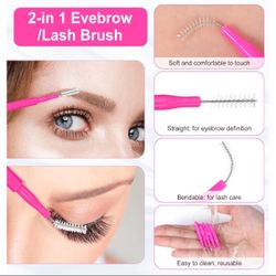 Grevosea 100 Pcs Disposable Eyelash Brushes Micro Eyebrow Brush with Cap Lash Spoolies Mascara Wands Brow Lamination Tools for Eyebrow and Eyelash Ext
