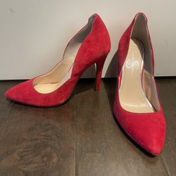 High Heels Pumps Red Jessica Simpson Dress/Wedding Shoes 4 inch heel Size 6M Worn one time
