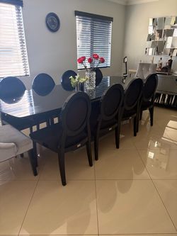 Black Dining Table Set With 10 Chairs