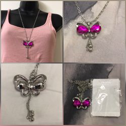 Beautiful necklace with pink butterfly🦋pendant,