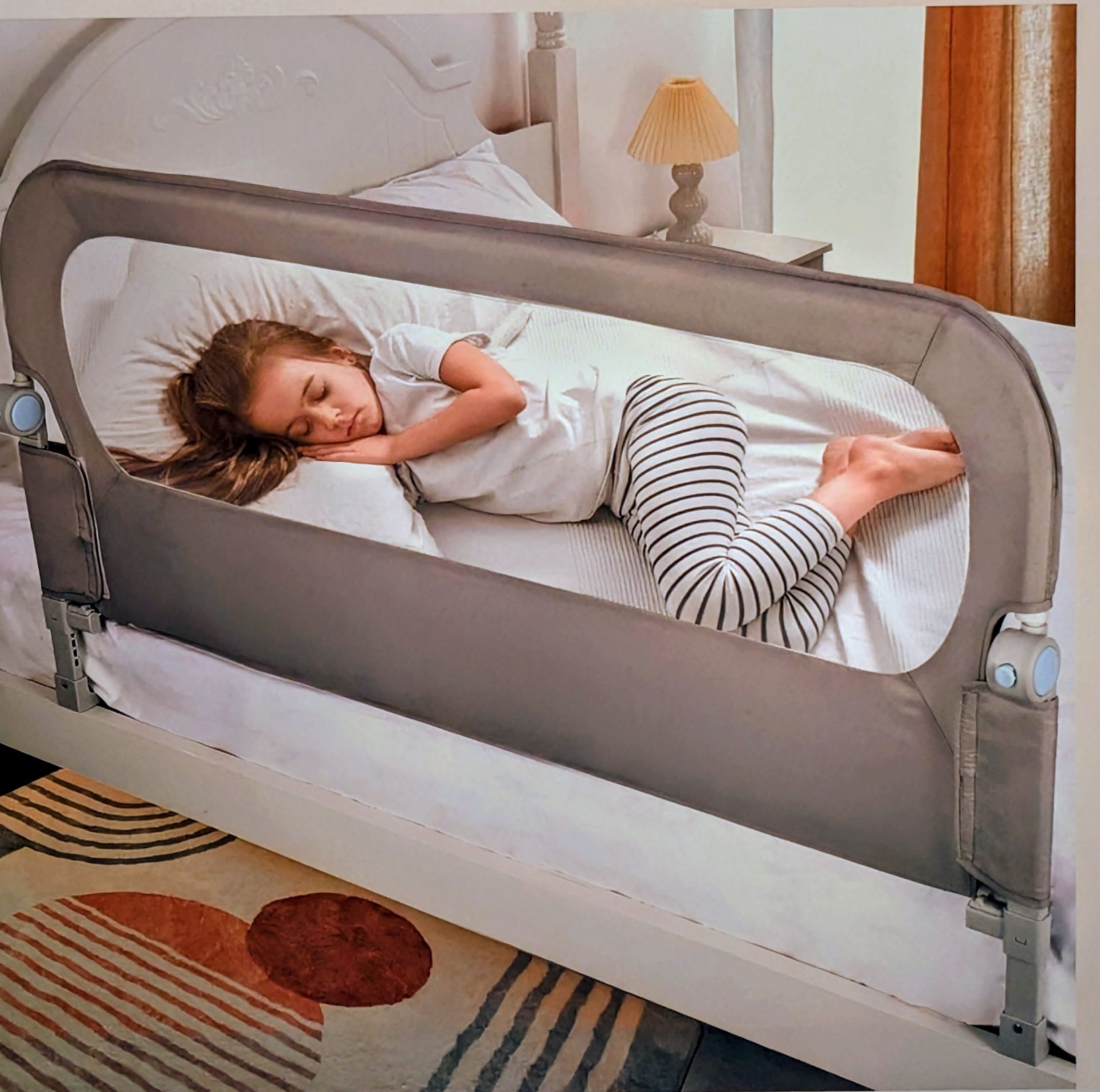 47" Toddler Bed Rail - Quiet Swing-Down Design