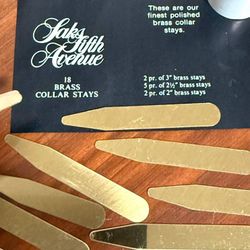 Saks Fifth Avenue Collection 18 Pack Set Of Polished Brass Collar Stays In Assorted Sizes