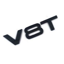 2X Audi V8T Emblem Gloss Black Side Fender Badges For A4 A5 A6 A7 S6 Q3 Q5 Q7 TT