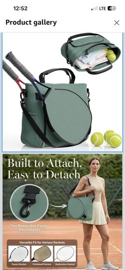 Tennis Bags for Women Men - Sleek Tennis Racket Bag for Sports Accessories with 2 Detachable Racket Cases - Gym Sling Bag, Pickleball Racquet Sling fo