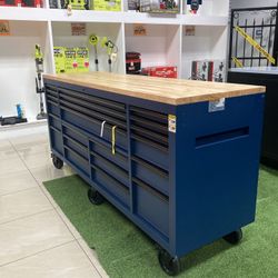 Husky Heavy-Duty 84”x24” 22-Drawer Workbench With Outlets